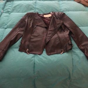 Maroon Faux Leather Moto Jacket